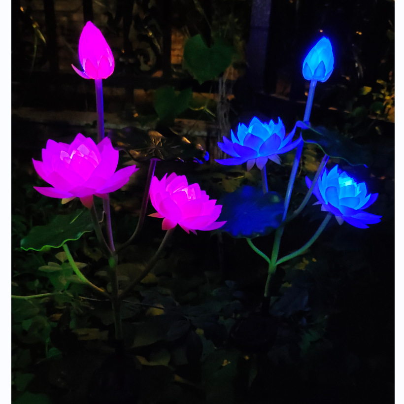 Solar Color Color Changing Lotus Festive Lantern Led Floor Outlet Lotus Lotus Lamp Festive Lantern Decoration Lawn Lamp 3led Simulation Festive Lantern Festive Lantern