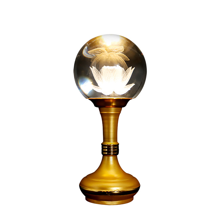 Factory Direct Supply Buddha Front Lotus Lamp Buddha Lamp Alloy Crystal the Electric Candle Lamp Colorful Lotus Lantern