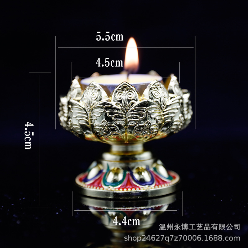 Metal Butter Lamp Holder Lotus Domestic Buddhist Hall Lantern Buddha Worship Lamp Holder Seven Star Light Lotus Lantern