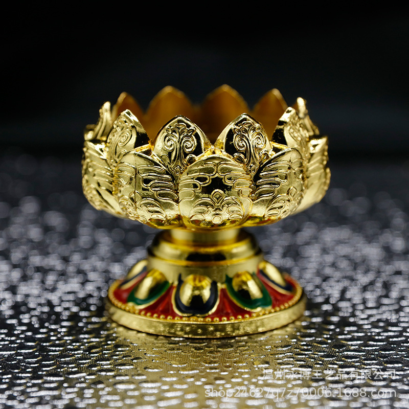 Metal Butter Lamp Holder Lotus Domestic Buddhist Hall Lantern Buddha Worship Lamp Holder Seven Star Light Lotus Lantern