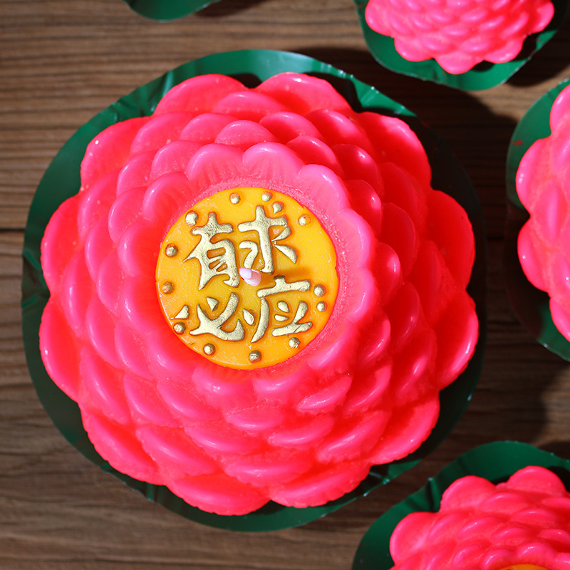Free Shipping Five Fu Lotus Candles Buddhist Supplies Wish Lotus Butter Lamp Sets with Religious Lotus Lantern