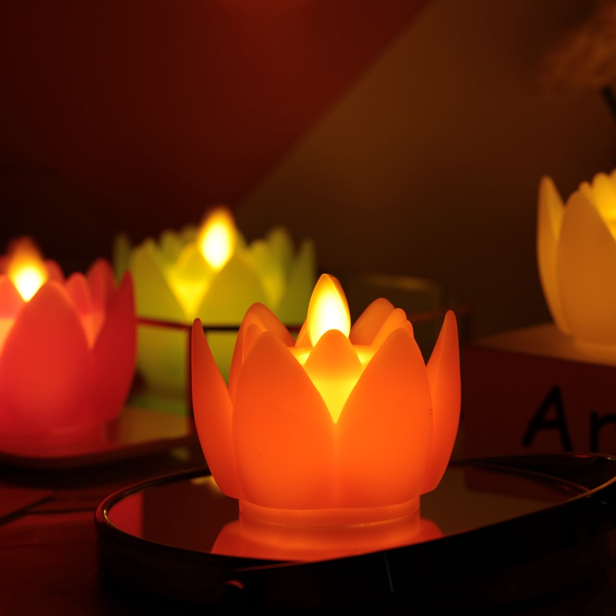Buddha Worship Lotus Lamp Electronic Luminous Buddhist Activity Lotus Lantern