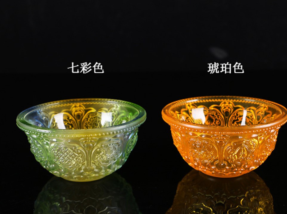 Colored Glaze Eight Auspicious Symbols Offering Water Bowl Buddha Worshiping Lamp Butter Lamp Lotus Lantern Colored Glaze Eight Auspicious Symbols Offering Water Bowl Buddha Worshiping Lamp Butter Lamp Lotus Lantern