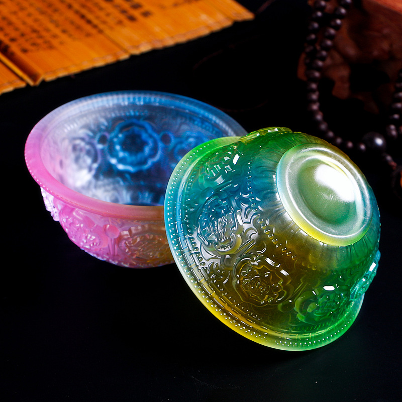 Colored Glaze Eight Auspicious Symbols Offering Water Bowl Buddha Worshiping Lamp Butter Lamp Lotus Lantern Colored Glaze Eight Auspicious Symbols Offering Water Bowl Buddha Worshiping Lamp Butter Lamp Lotus Lantern
