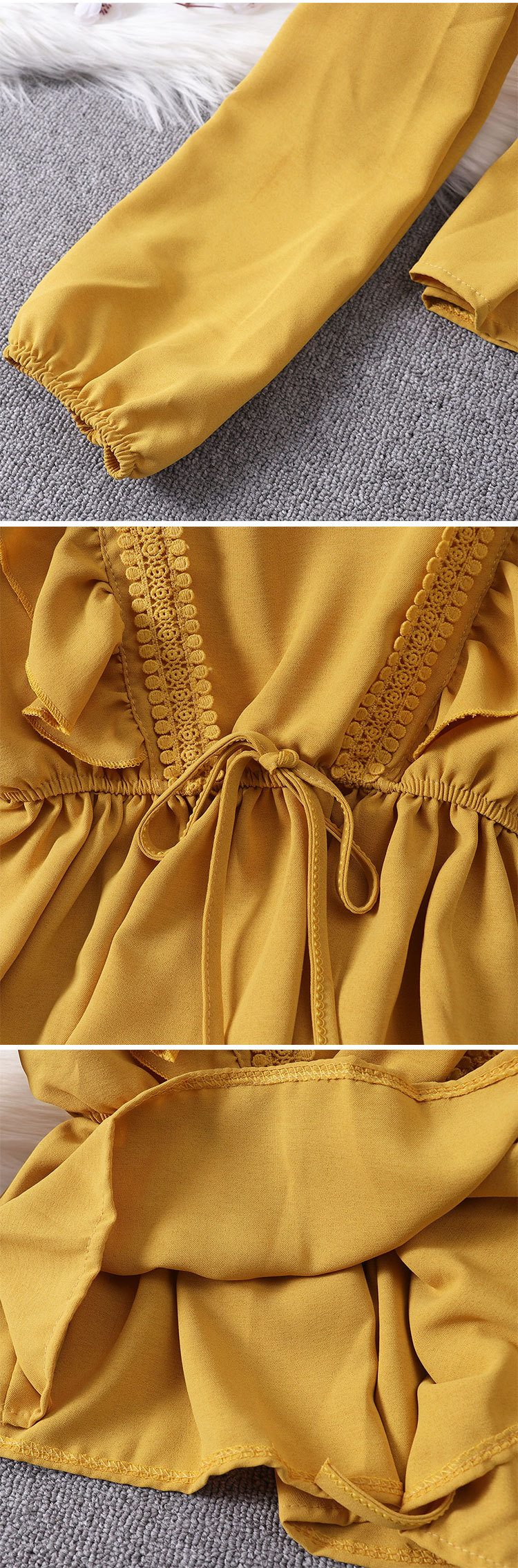 of the belt waist show thin lotus leaf lantern sleeve shirt sweet chiffon jacket foreign trade summer 2020 new style of the belt waist show thin lotus leaf lantern sleeve shirt sweet chiffon jacket foreign trade summer 2020 new style