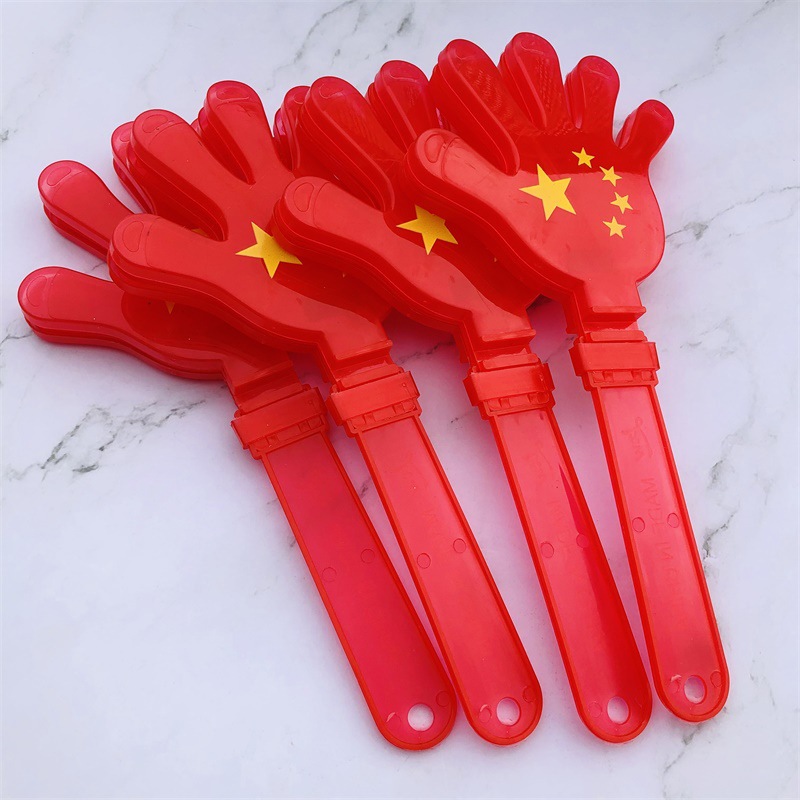 National Flag Hand Racket 28cm National Flag Luminous Hand Racket Five-Star Red Flag Hand Clap National Day Cheering Props Wholesale