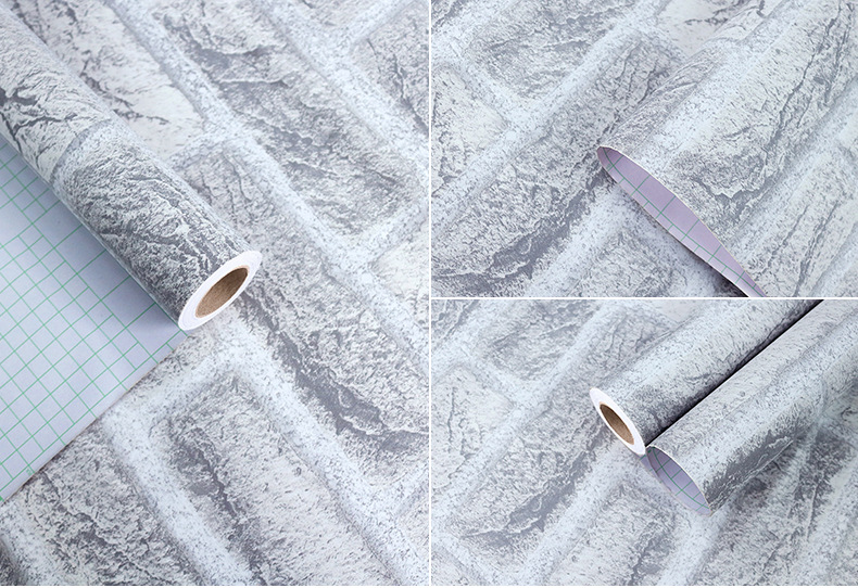 Swiss Red Brick Waterproof Stickers PVC Wallpaper Self-Adhesive Thickening Dormitory Decoration Snowflake Brick