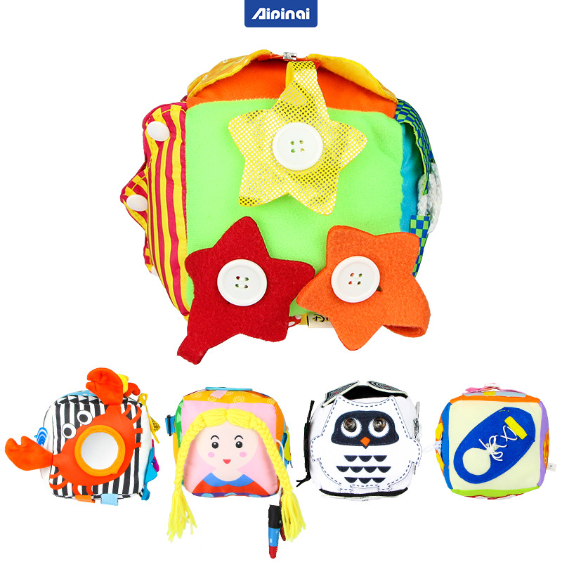 New Children&#039;s Intelligence Development Rubik&#039;s Cube Baby Fabric Toy Block Pedology Dressing Early Education Teaching Aids Wholesale