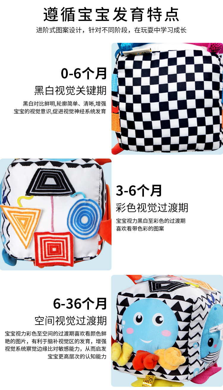 New Children's Intelligence Development Rubik's Cube Baby Fabric Toy Block Pedology Dressing Early Education Teaching Aids Wholesale