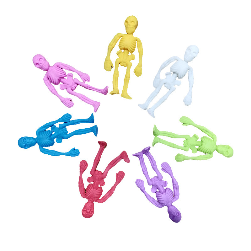 Trick Skull Color Soft Rubber Skeleton Model Halloween prank Toy Trick Skull Color Soft Rubber Skeleton Model Halloween prank Toy