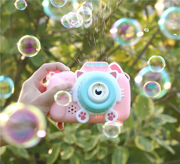 Bubble camera light music blowing kids Bubble camera toy cartoon electric Bubble gun manufacturer direct sales