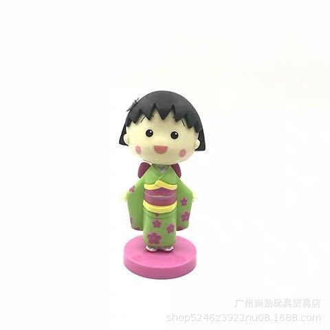 Direct Sales Wholesale 6-Piece Kimono Cherry Maruko Cartoon Character Model Cake Doll Car Car Hand Office