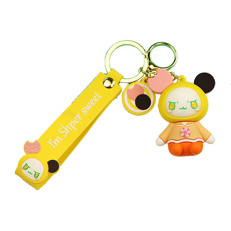Cartoon Fruit Maruko Doll Pendant Cute Unisex Bag Silicone Key Chain Customized Gift Keychain