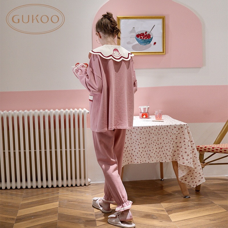 Gukoo/Fruit Shell Same Style Maruko Pajamas Spring and Autumn Pink Long Sleeve Suit Casual Cute Girl Homewear Gukoo/Fruit Shell Same Style Maruko Pajamas Spring and Autumn Pink Long Sleeve Suit Casual Cute Girl Homewear