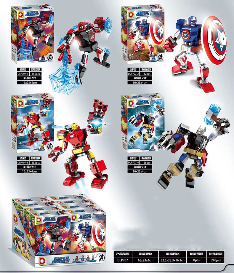 Dlp707 Avengers Spider-Man Thor Hero Mech Assembly Model Building Blocks Doll Boy and Children's Toy Dlp707 Avengers Spider-Man Thor Hero Mech Assembly Model Building Blocks Doll Boy and Children's Toy