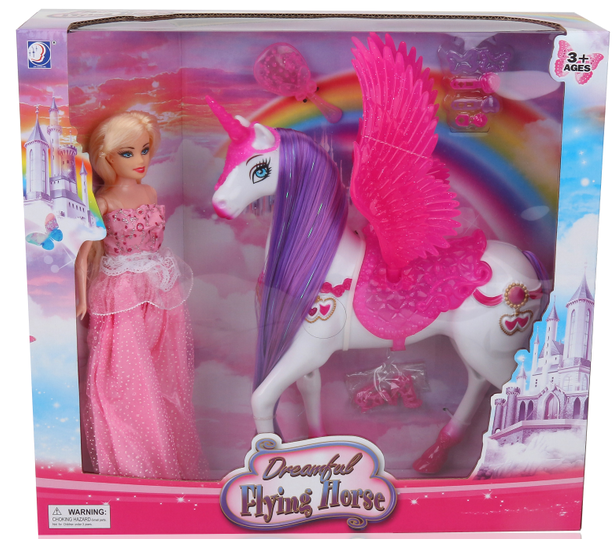 Electric Horse Tail Strop Music Light Girl Toy Play House Toy Pegasus Barbie