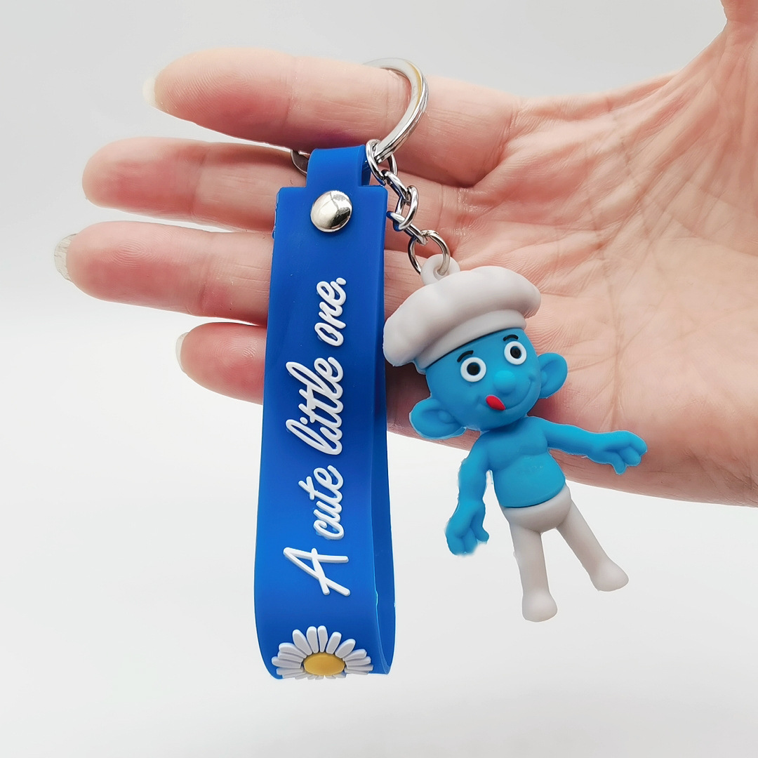 Cartoon Smurfs Doll Keychain Leather Rope Handbag Pendant Personalized Creative Gift Car Smurfs Cartoon Smurfs Doll Keychain Leather Rope Handbag Pendant Personalized Creative Gift Car Smurfs