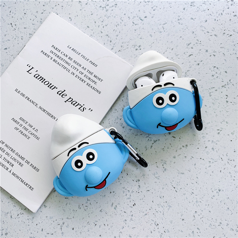 Blue Elf AirPods Earphone Sleeves 1 2 Generation Silicone Apple Wireless Bluetooth Cartoon Drop-Resistant Smurfs