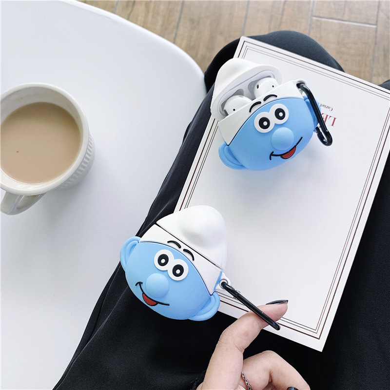 Blue Elf AirPods Earphone Sleeves 1 2 Generation Silicone Apple Wireless Bluetooth Cartoon Drop-Resistant Smurfs