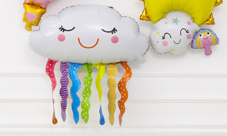 Large Tassel Cloud Rainbow Aluminum Balloon Birthday Party Hot Air Balloon Decoration Wedding Room Layout Cartoon Balloon