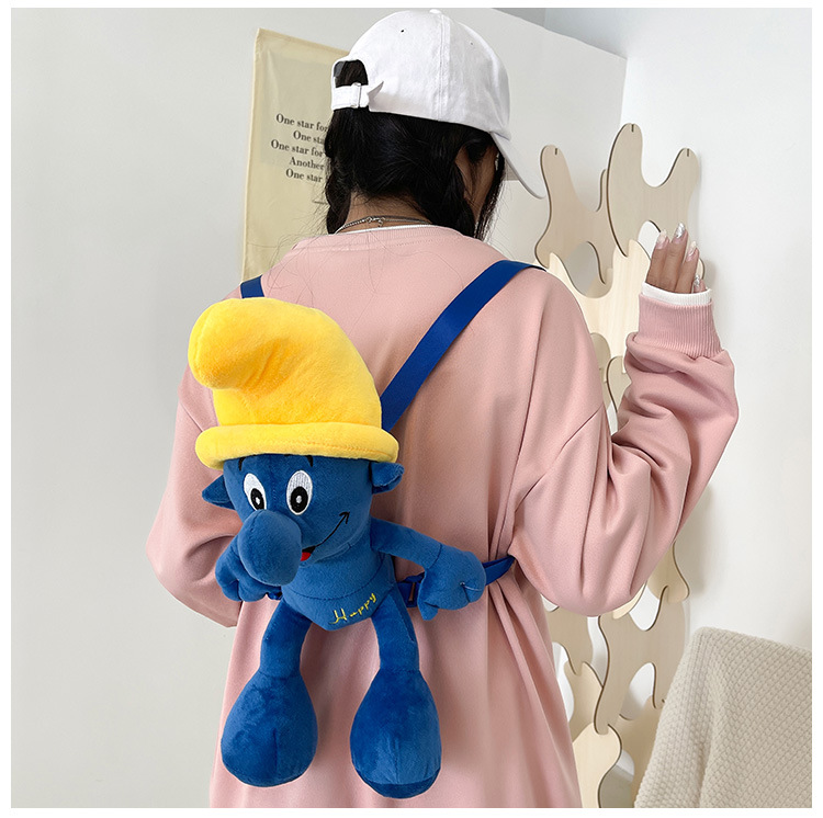 Smurfs Cartoon Plush Bag Blue Elf Backpack Autumn and Winter New Cute Doll Children's Doll Bag Coin Purse for Women