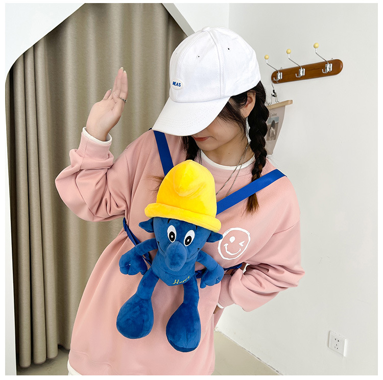 Smurfs Cartoon Plush Bag Blue Elf Backpack Autumn and Winter New Cute Doll Children's Doll Bag Coin Purse for Women