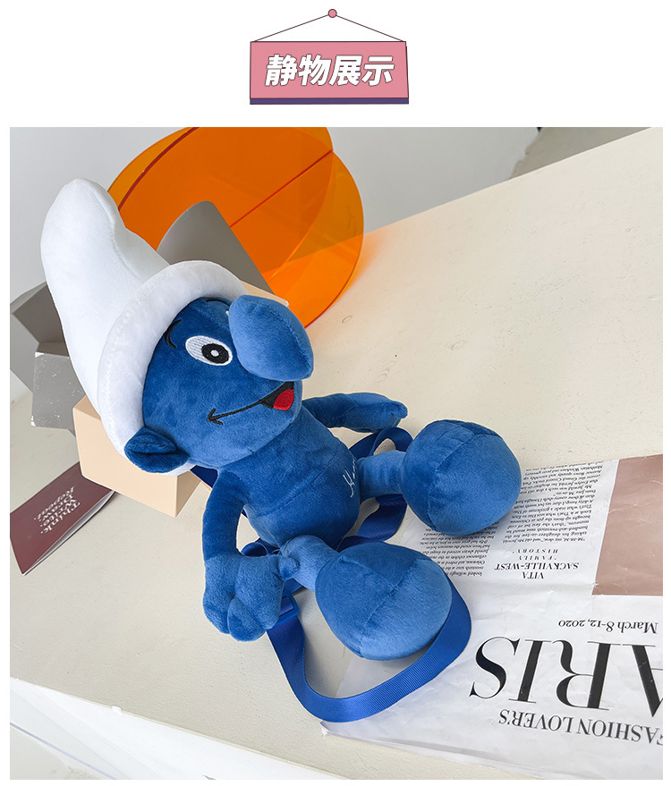 Smurfs Cartoon Plush Bag Blue Elf Backpack Autumn and Winter New Cute Doll Children's Doll Bag Coin Purse for Women