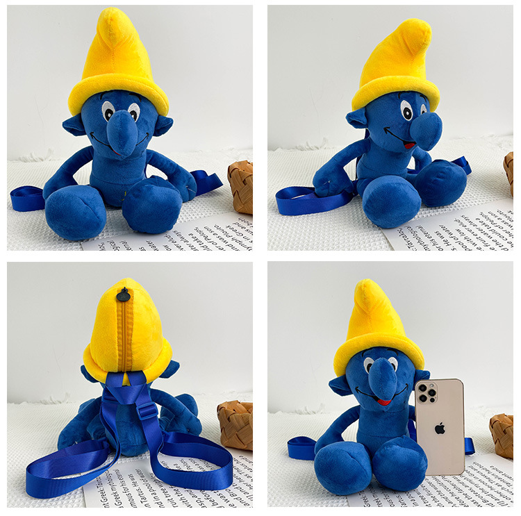 Smurfs Cartoon Plush Bag Blue Elf Backpack Autumn and Winter New Cute Doll Children's Doll Bag Coin Purse for Women