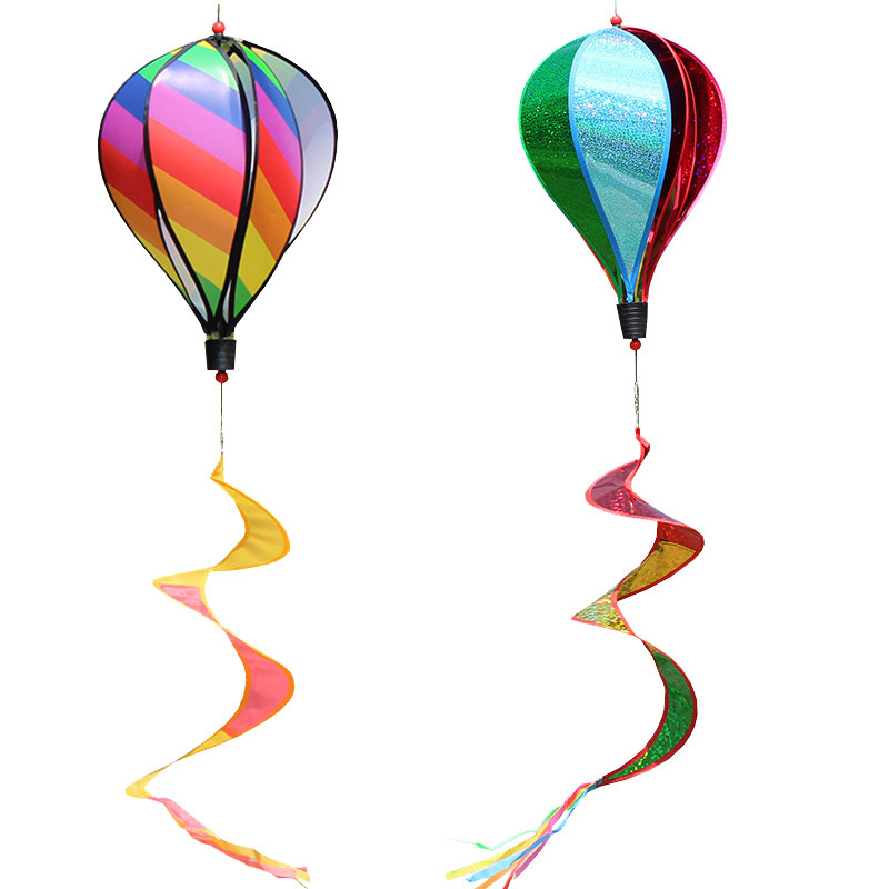 Cross-Border Hot Sale Rainbow Hot Air Balloon Wind-Turning Sequins Rotating Colorful Pinwheel Garden Windmill Outdoor Decoration Wholesale
