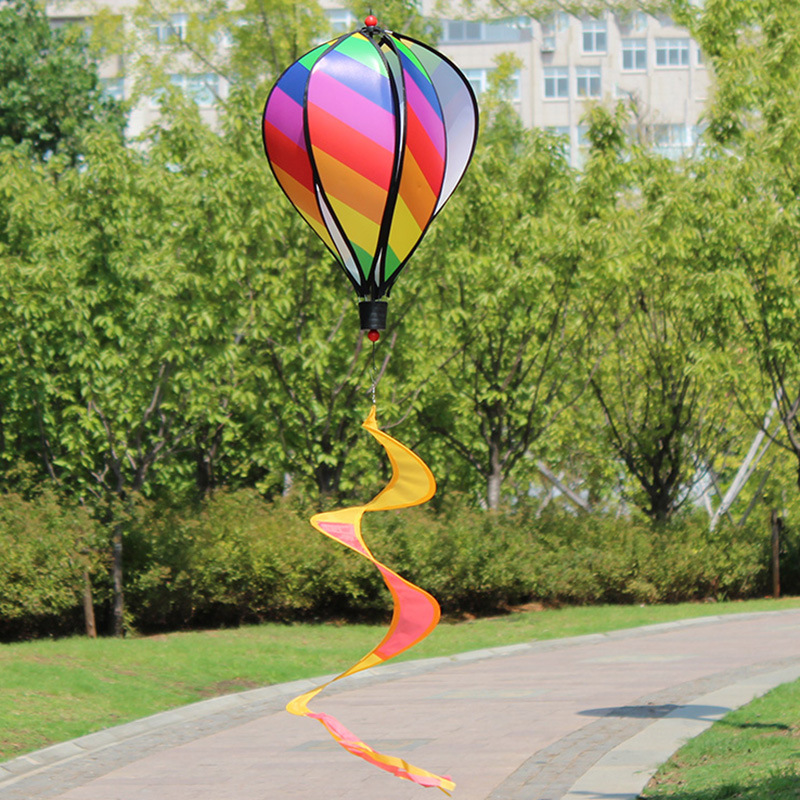 Cross-Border Hot Sale Rainbow Hot Air Balloon Wind-Turning Sequins Rotating Colorful Pinwheel Garden Windmill Windmill