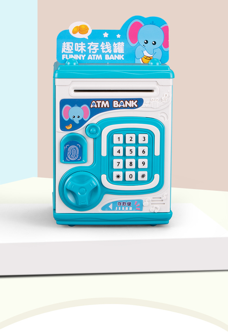 Children's Cartoon Piggy Bank Toy Simulation Fingerprint Unlocking Sound Effect Intelligent Fun ATM Money Box Story Machine