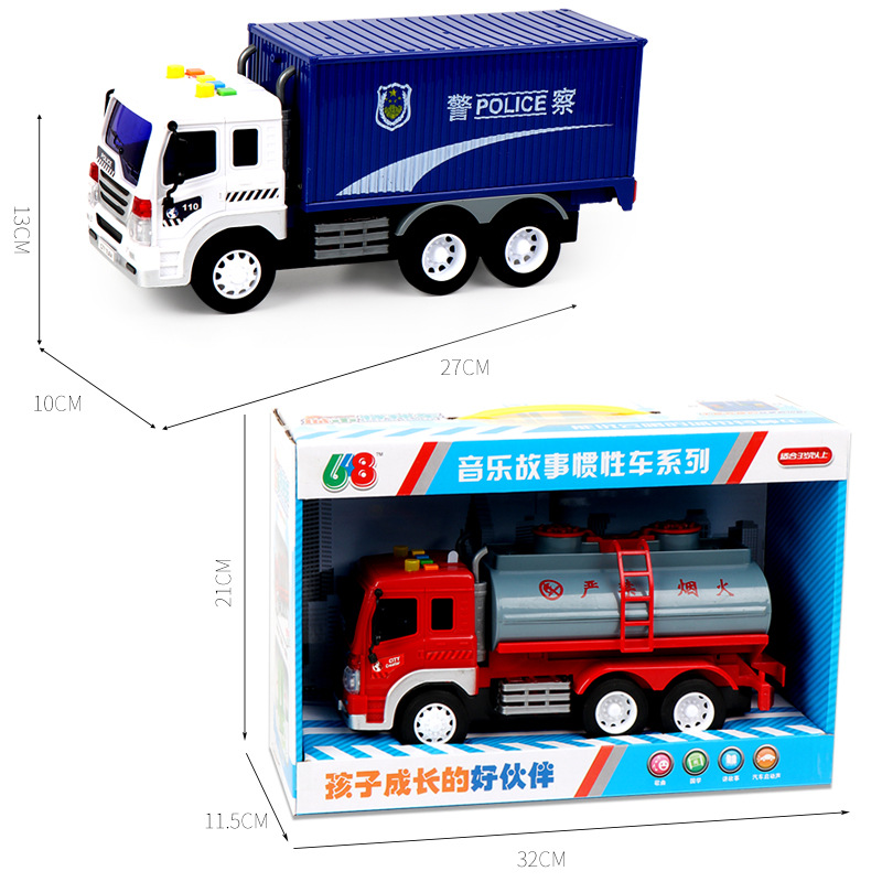 Large Light Music Inertia Toy Car Early Childhood Education Story Machine Garbage Classification Sanitation Car Model Toy