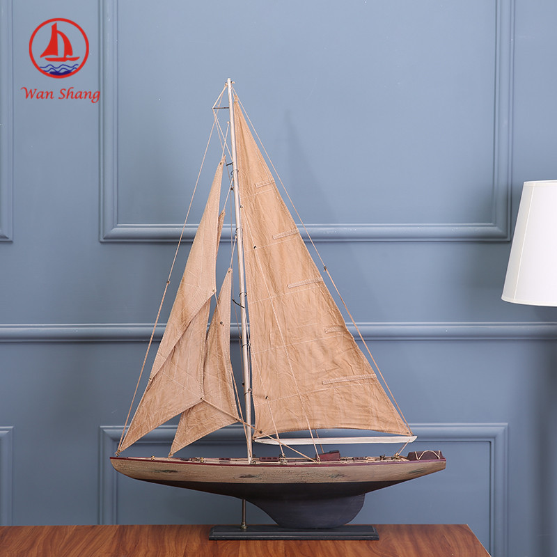 Log Handicraft Simulation Sloop American Sailboat Office Living Room Decoration Sailboat Decoration Wholesale