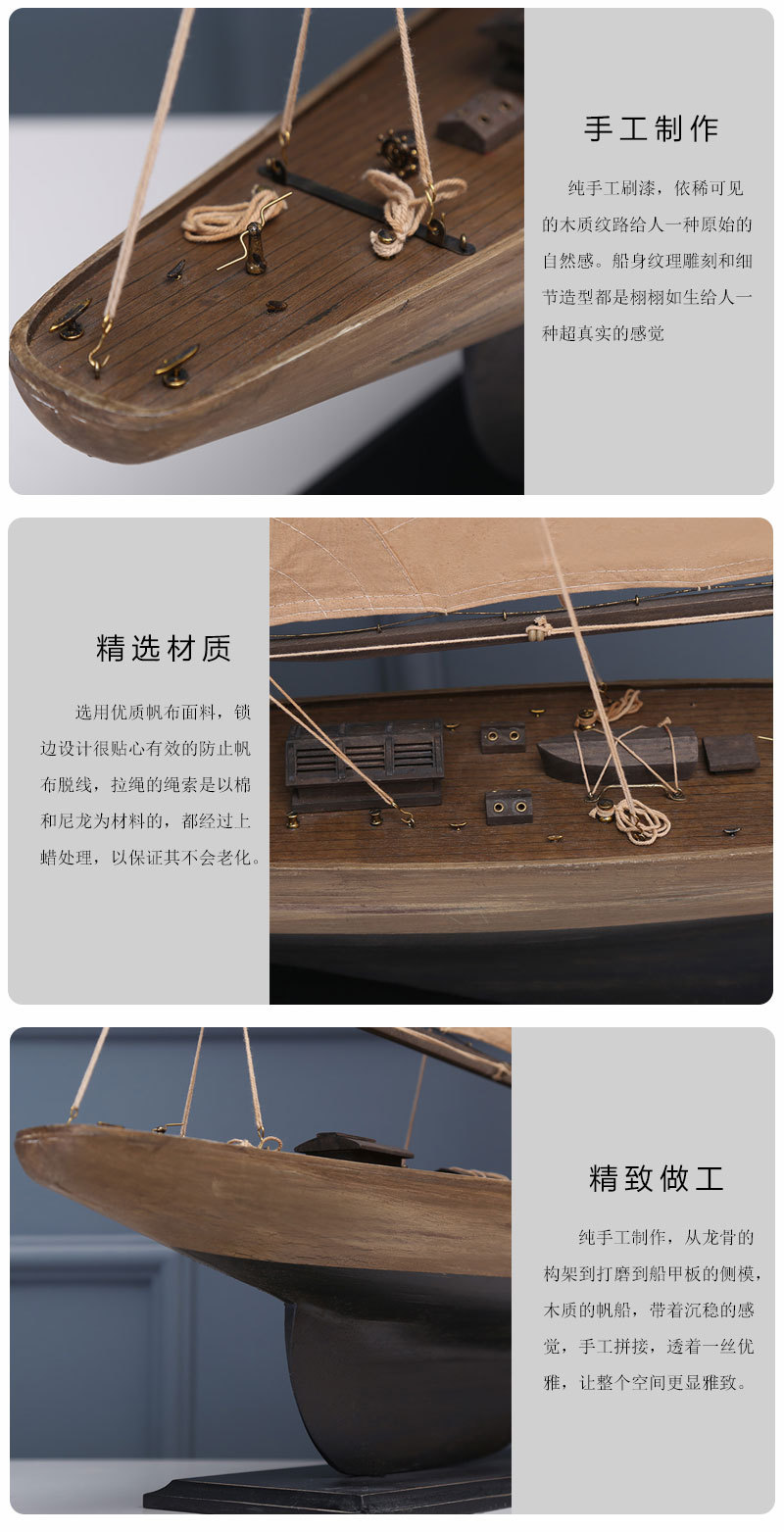 Sloop American Sailboat Handmade Finish Crafts Simulation Sailboat Decoration Decoration Office Wholesale