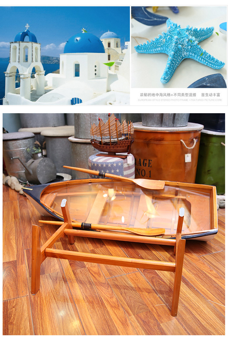 Ship Type Handmade Wooden Ornament Glass Surface Sailboat Model Home Distressed Tea Table Decoration Crafts Factory Wholesale