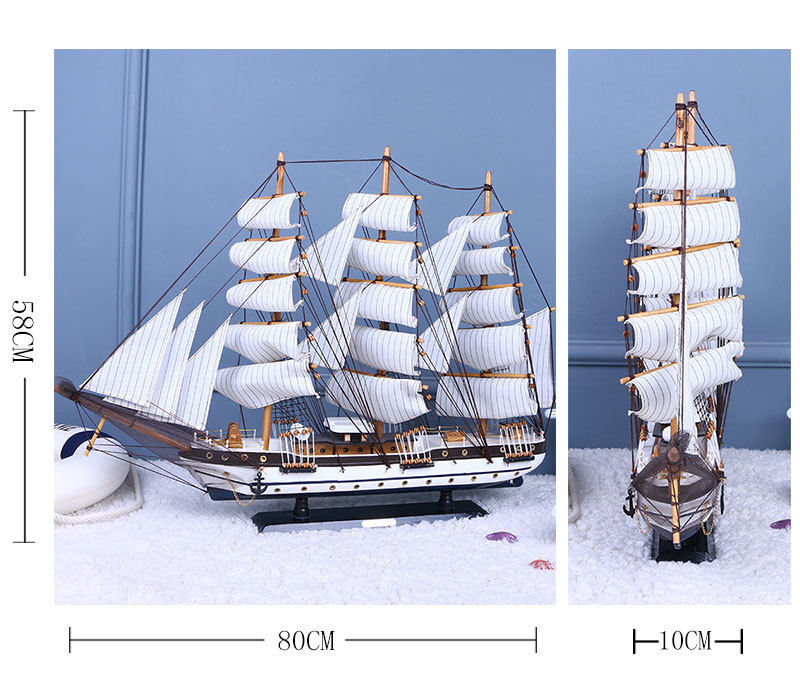 Sailboat Model Wooden Sailboat Crafts Decoration Office Transfer Decoration 80cm Sailboat Wholesale