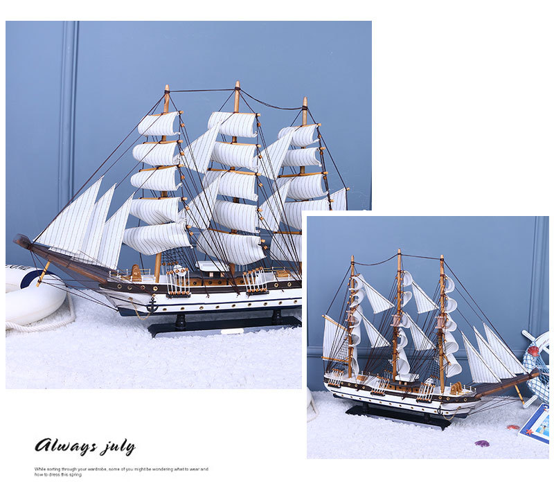 Sailboat Model Wooden Sailboat Crafts Decoration Office Transfer Decoration 80cm Sailboat Wholesale