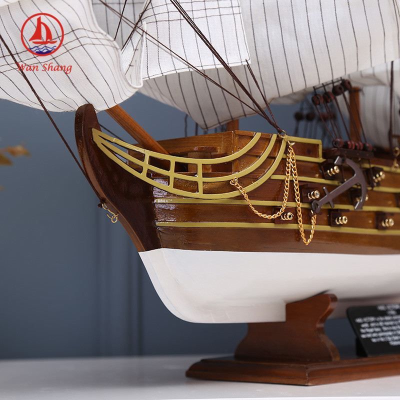 Painted Sailboat Handmade Crafts Simulation Sailboat Decoration Log Multi-Color Assembly Decoration Office Sailboat