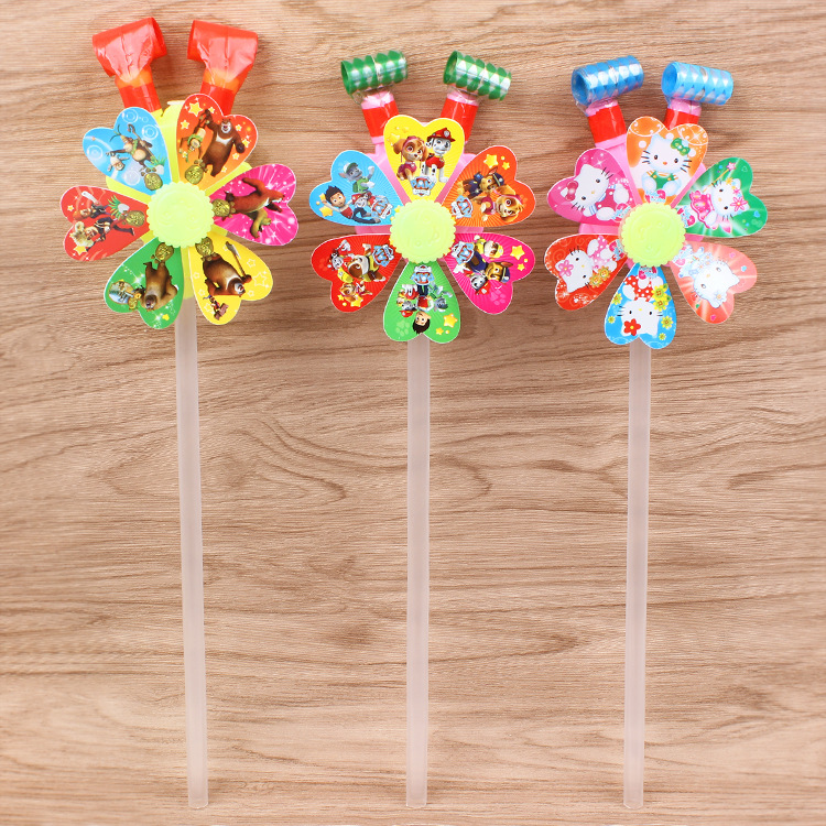 New Cartoon Windmill Blowing Dragon Whistle 33cm Blowing Dragon Whistle Cheering Props Stall Hot Sale Children&#039;s Toys Wholesale