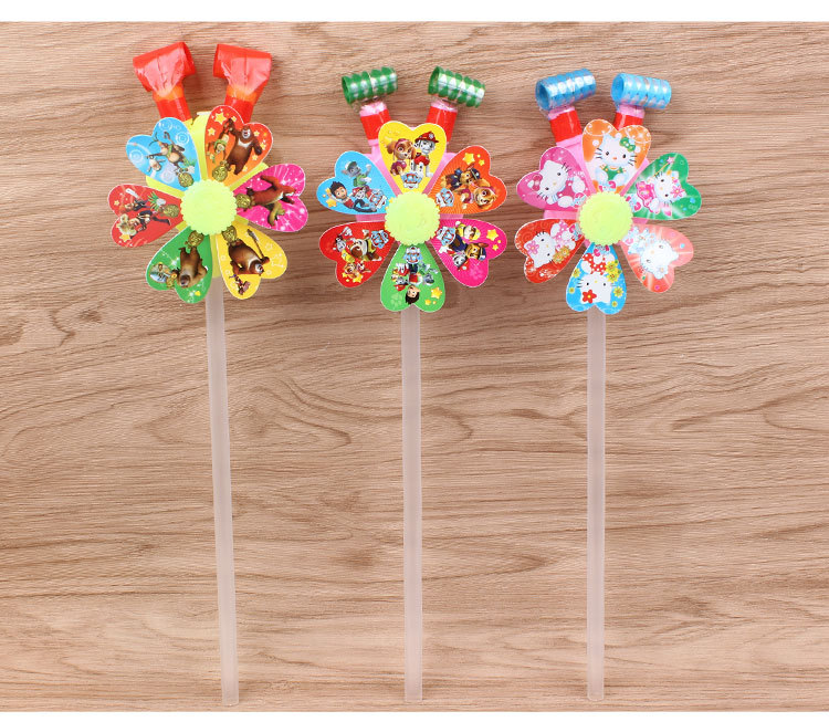 New Cartoon Windmill Blowing Dragon Whistle 33cm Blowing Dragon Whistle Cheering Props Stall Hot Sale Children's Toys Wholesale