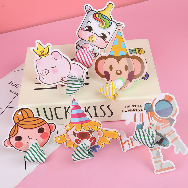 Children&#039;s Birthday Party Supplies Props Cartoon Blowouts Fun Toy Clown Dragon Whistle