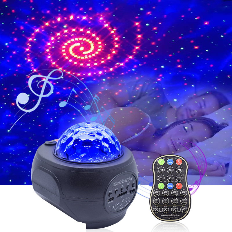 New Laser Light Starry Sky Projection Lamp Ceiling Lamp Bluetooth Music USB Starry Flame Water Pattern LED Night Light