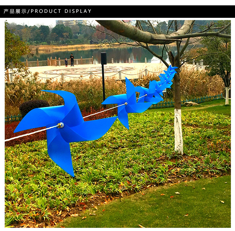 Windmill Hanging String Wholesale Holiday Decoration 24cm Four-Corner String Colorful Windmill Outdoor Kindergarten Park Decoration Plastic