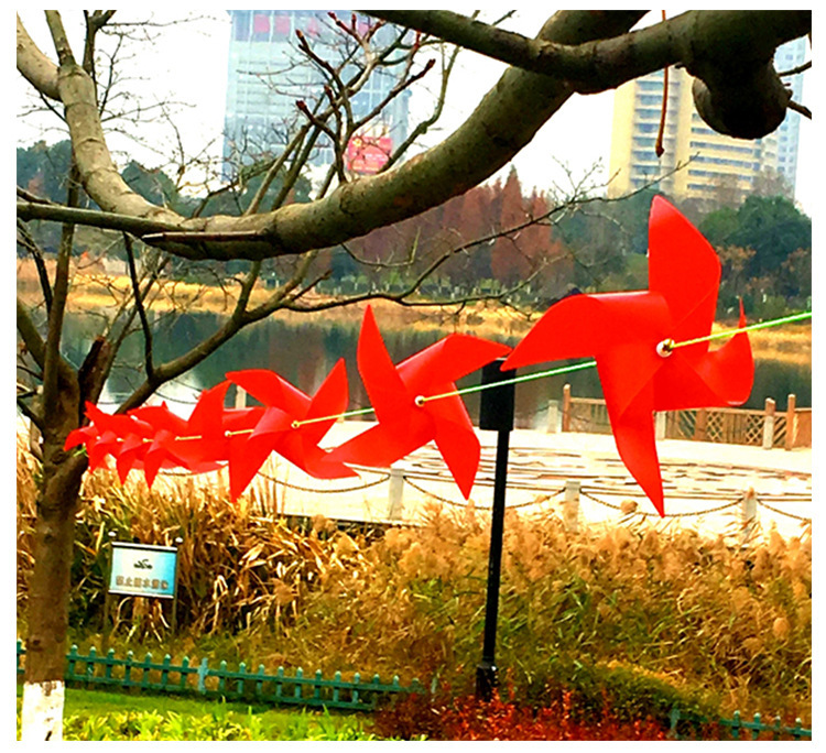 Windmill Hanging String Wholesale Holiday Decoration 24cm Four-Corner String Colorful Windmill Outdoor Kindergarten Park Decoration Plastic