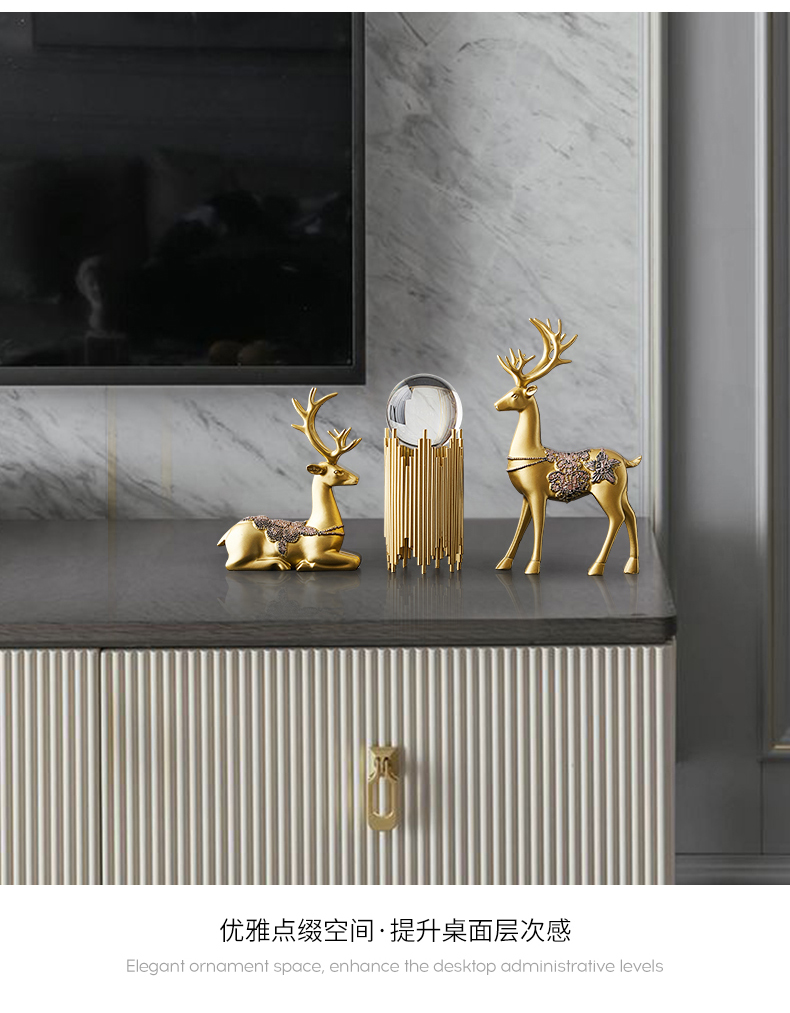 Nordic Light Luxury Crystal Ball Decoration Living Room TV Cabinet Hallway Metal Creativity Model Crystal Animal