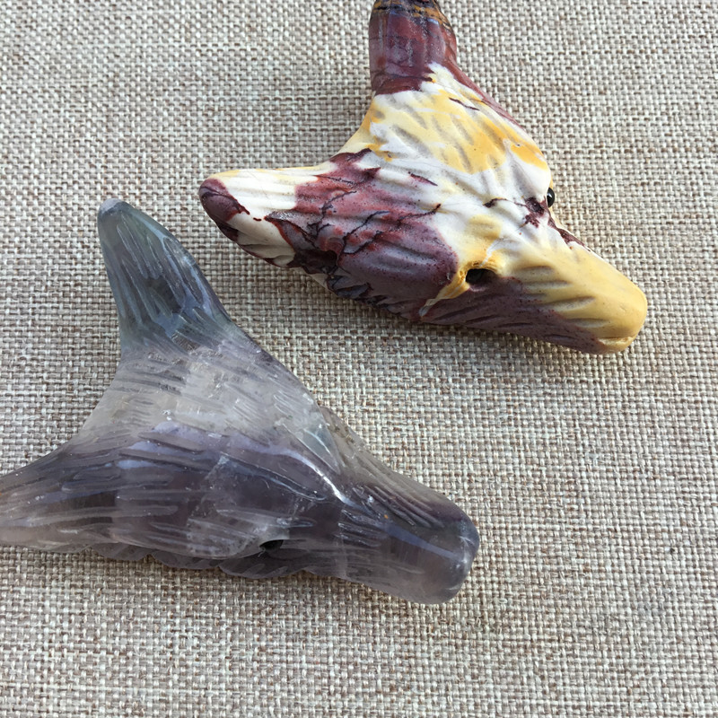 Natural Crystal Stone Wolf Head Pendant Necklace Pendant DIY Ornament Crystal Animal