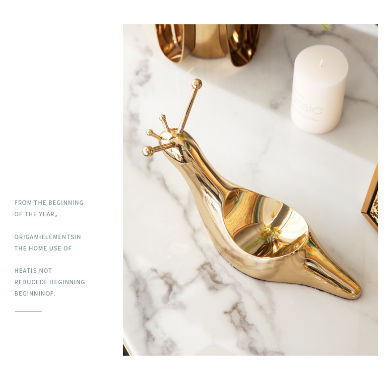 Pure Copper Snail Crystal Decoration Office Living Room Study Wine Cabinet Nordic Entry Luxury Crystal Animal