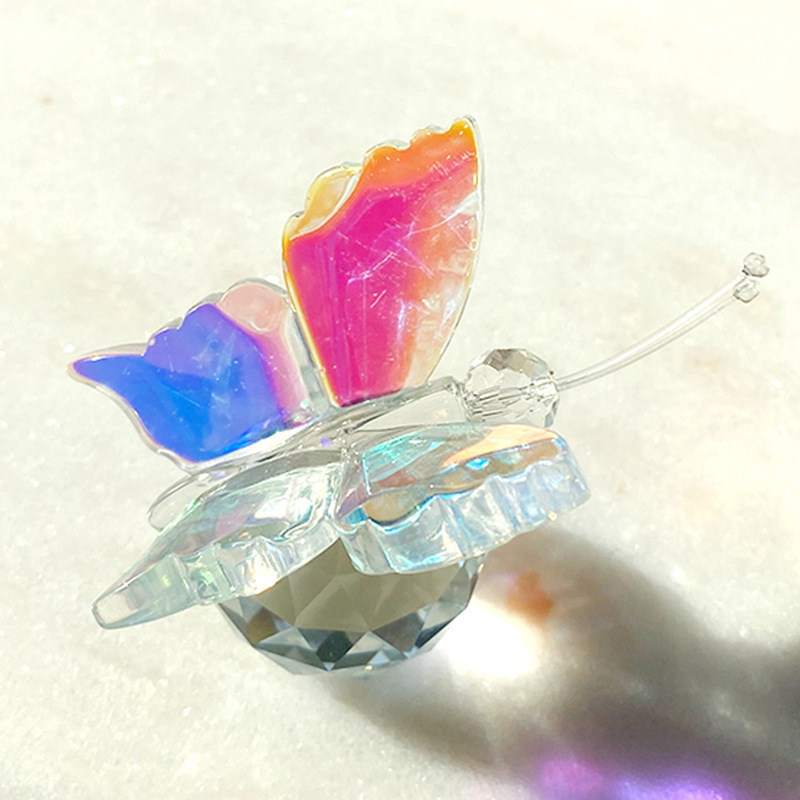 Crystal Crafts Butterfly Ornaments Crystal Small Animal Cross Mirror E-Commerce Amazon Gift Factory Direct Supply