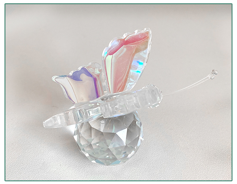 Crystal Crafts Butterfly Ornaments Crystal Small Animal Cross Mirror E-Commerce Amazon Gift Factory Direct Supply