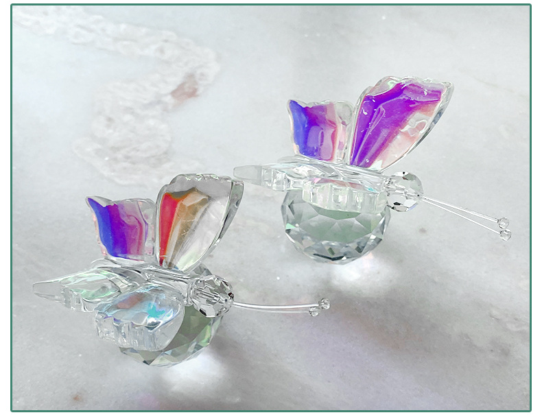 Crystal Crafts Butterfly Ornaments Crystal Small Animal Cross Mirror E-Commerce Amazon Gift Factory Direct Supply